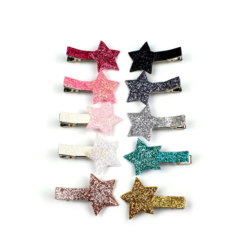 Lot de 10 pinces barrettes cheveux étoile paillettes PM 10 couleurs assorties image 1