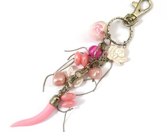 Rougecaramel - Fashion accessories - door key/jewelry bag charms beads and Horn of plenty - pink