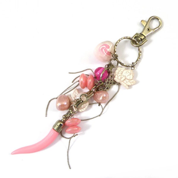 Rougecaramel - Fashion accessories - door key/jewelry bag charms beads and Horn of plenty - pink