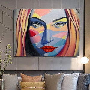 Large Colorful Portrait Painting, Abstract Portrait Painting Woman Face Abstract Painting Face Canvas Painting, Original Woman Abstract Art