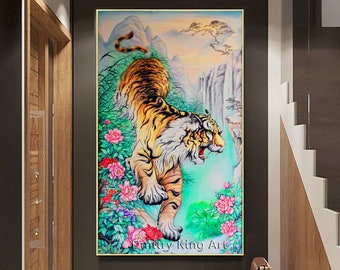 Tiger Print, Botanical Print, Safari Jungle, Animal Prints, Tiger Art, Botanical Illustration, Home Decor, Nursery Wall Art, Tropical Art