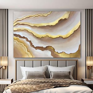 Large Modern Gold Abstract Painting on Canvas Textured Wall Art Gold Leaf Canvas Painting Boho Wall Decor Gold painting Extra Large Wall Art