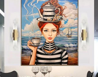 油絵【叫び】シュールレアリスム◆1点物の原画◆作者サイン入り◆F3号キャンバス スプレーアート エデン 原画 キャンバス 728万再生されてる原画