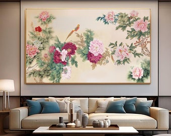 Large Blossom Tree Painting: Japanese Floral Wall Art on Canvas