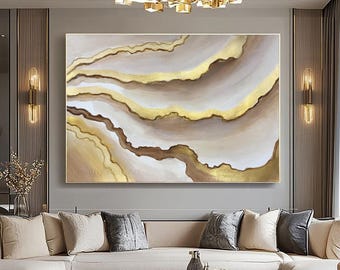 金箔の抽象画、モダンな質感の壁画、大きな金のアートワーク - Etsy 日本