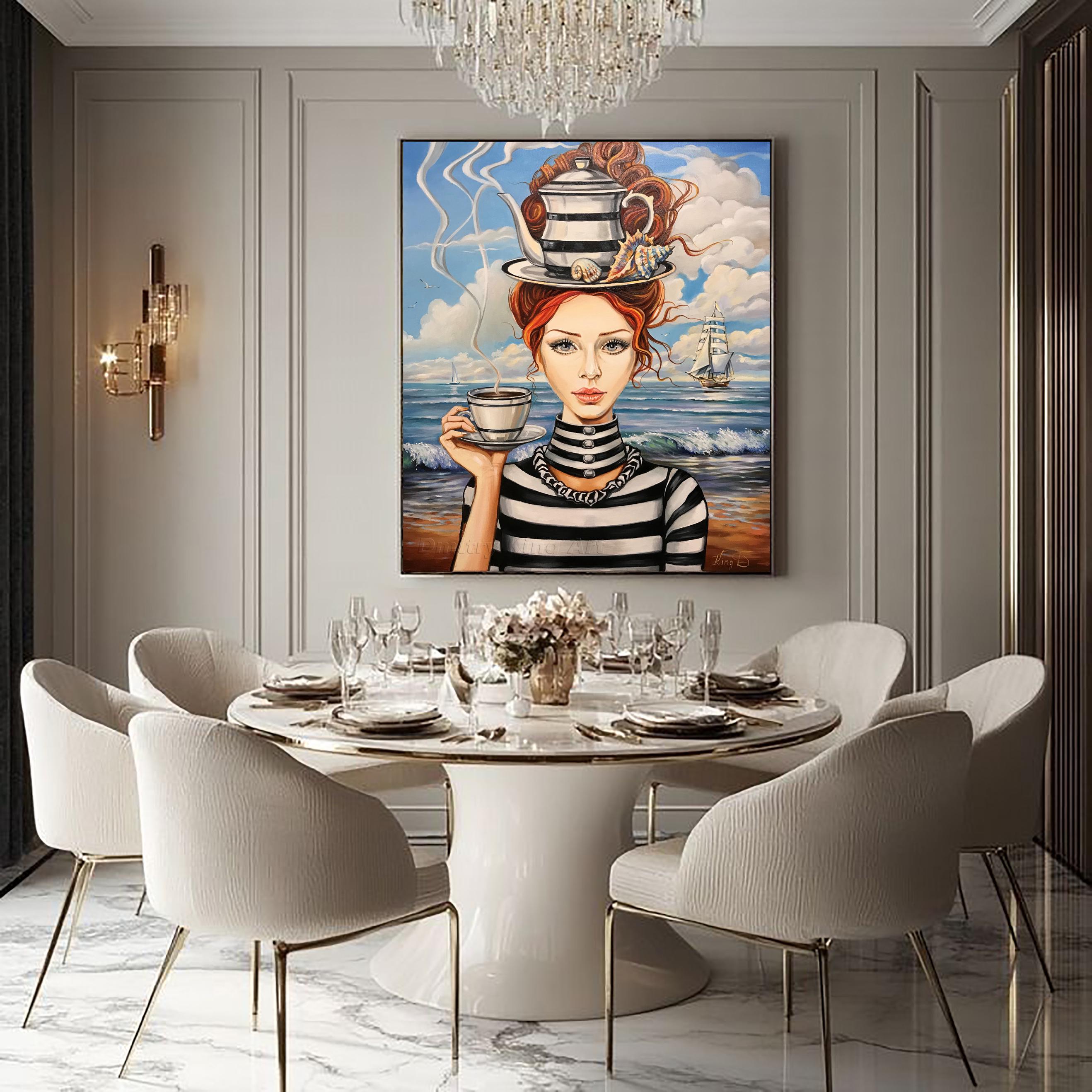 キャンバスに描かれたシュールな絵画のオリジナルアート、シュール