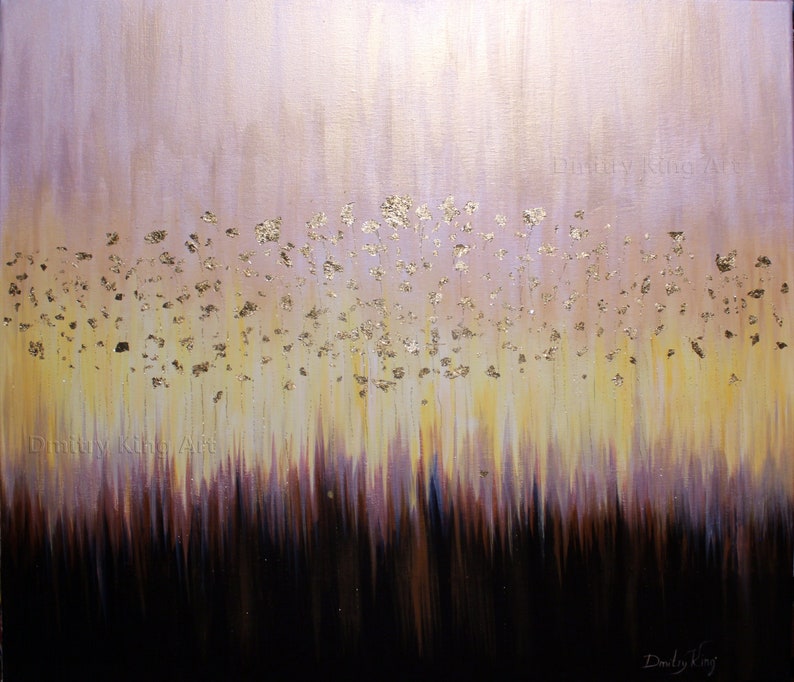 Rose Gold Abstract Painting Gold Leaf Art Large Canvas Etsy