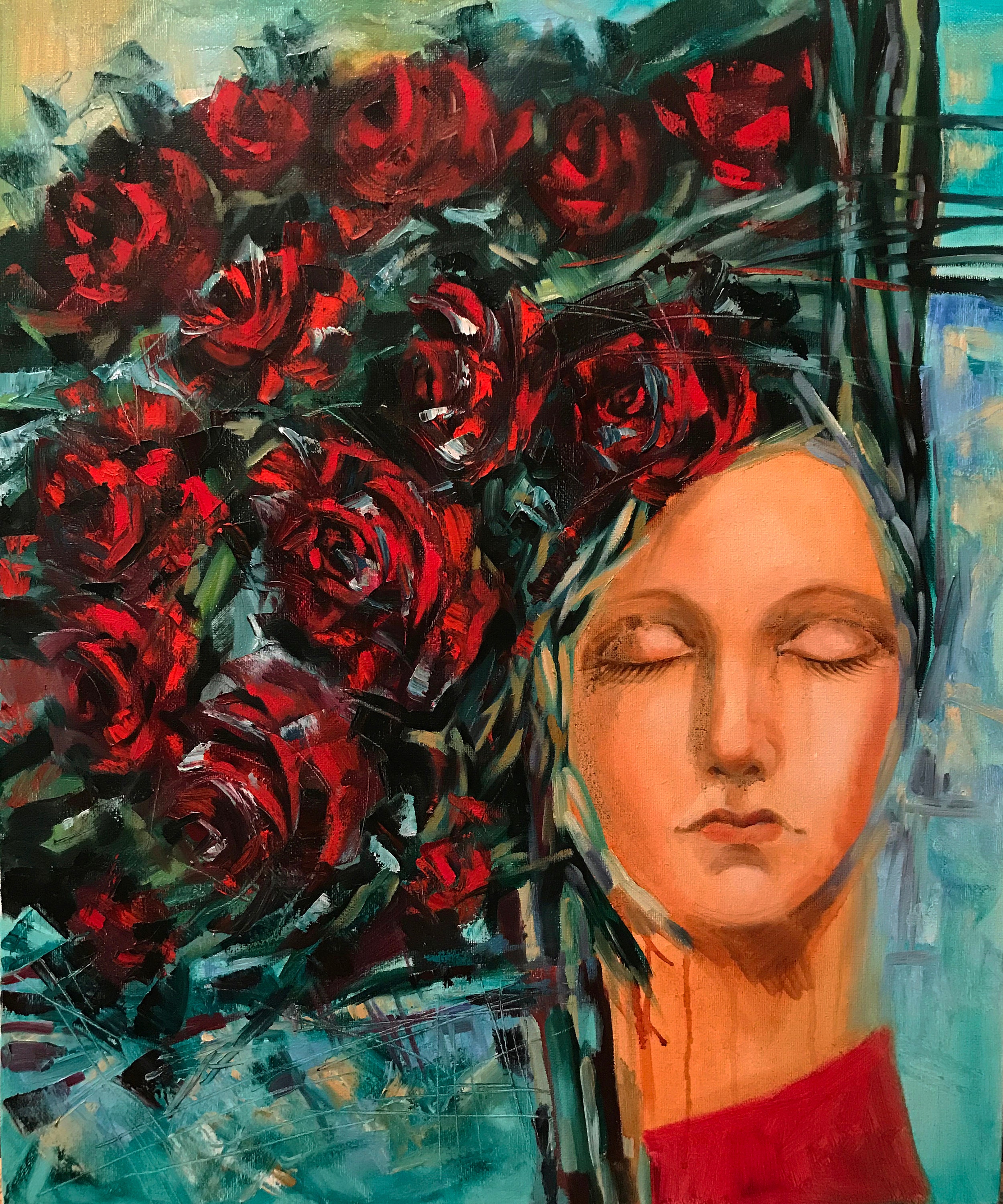 Frau FloralEs Portrait Blumenkopf Frau Leinwanddruck Sexy | Etsy