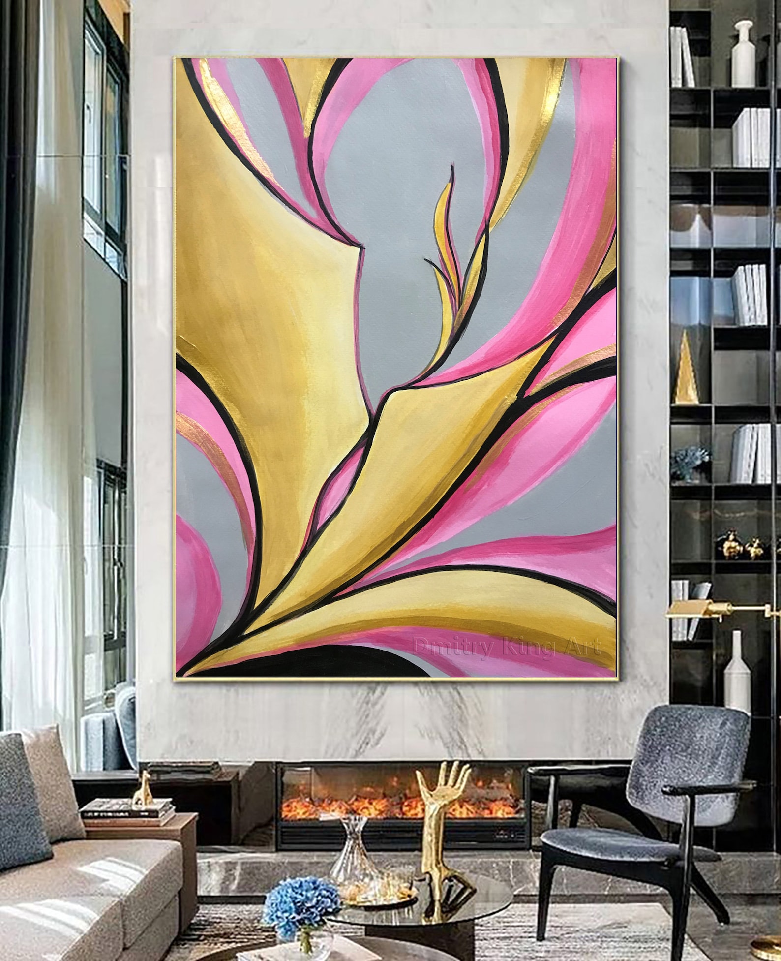 Gold Leaf Art Abstract Painting Original Artwork Modern Painting Home