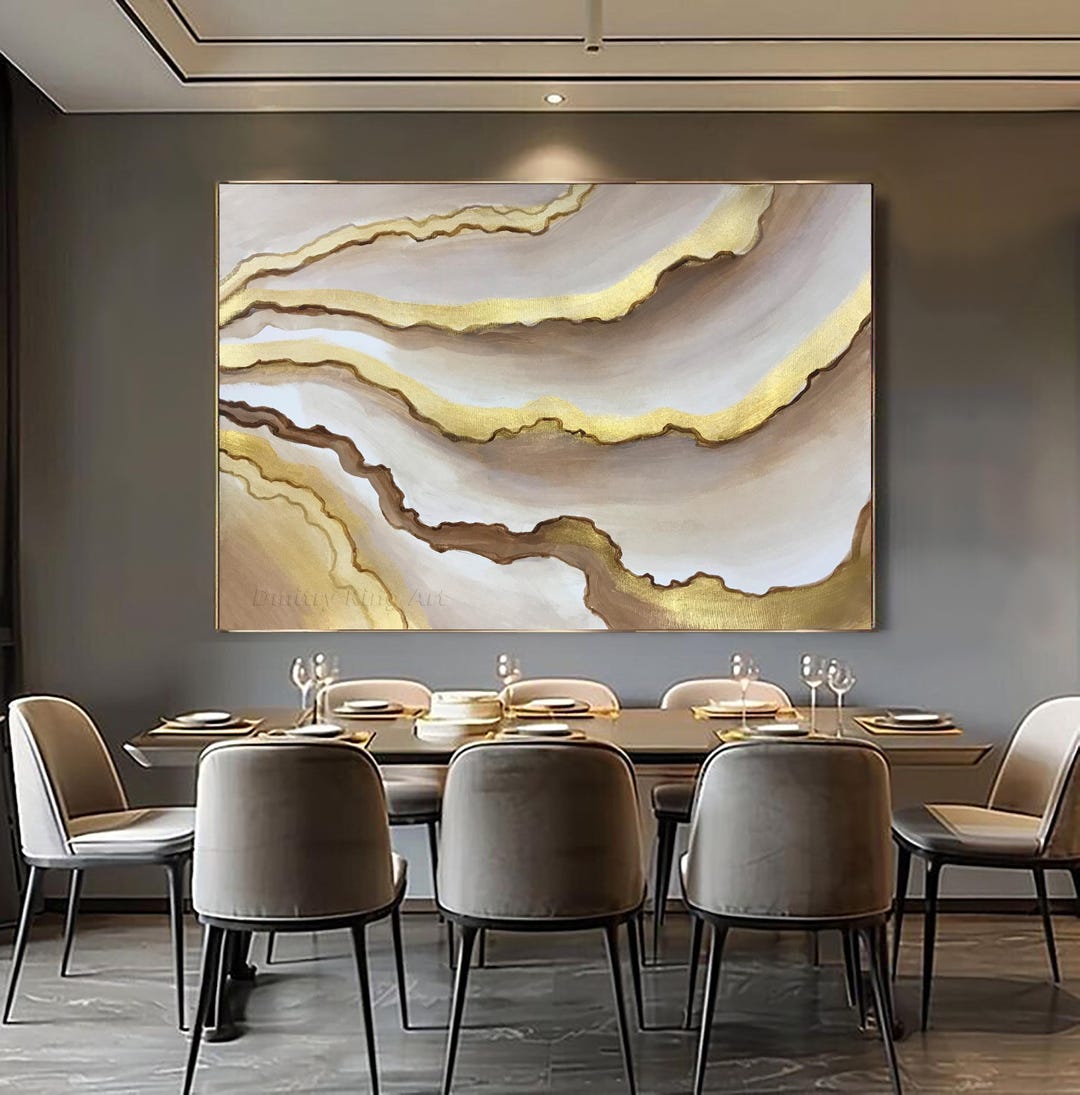 Large Modern Gold Abstract Painting on Canvas Textured Wall Art Gold ...