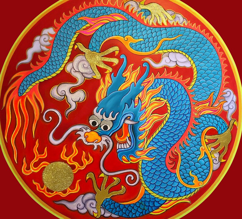 Dragon Wall Art Dragon Canvas Art Chinese Dragon Wall Decor Etsy