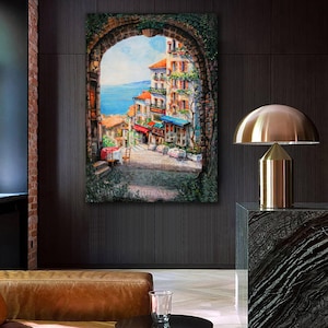 Original European Street wall art, Modern Architecture Landscape Street Painting home decor image 2