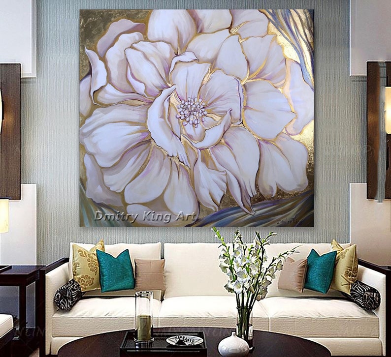 Large White Flower Wall Art Acrylic Floral Art Abstract Etsy