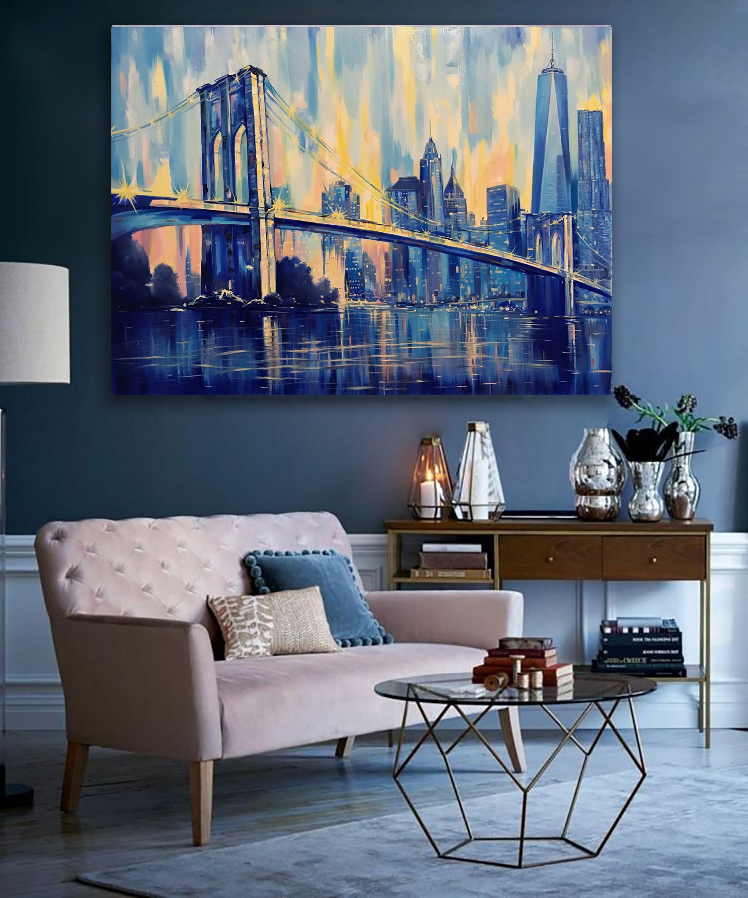 Brooklyn Bridge Painting New York Canvas NYC Abstract - Etsy