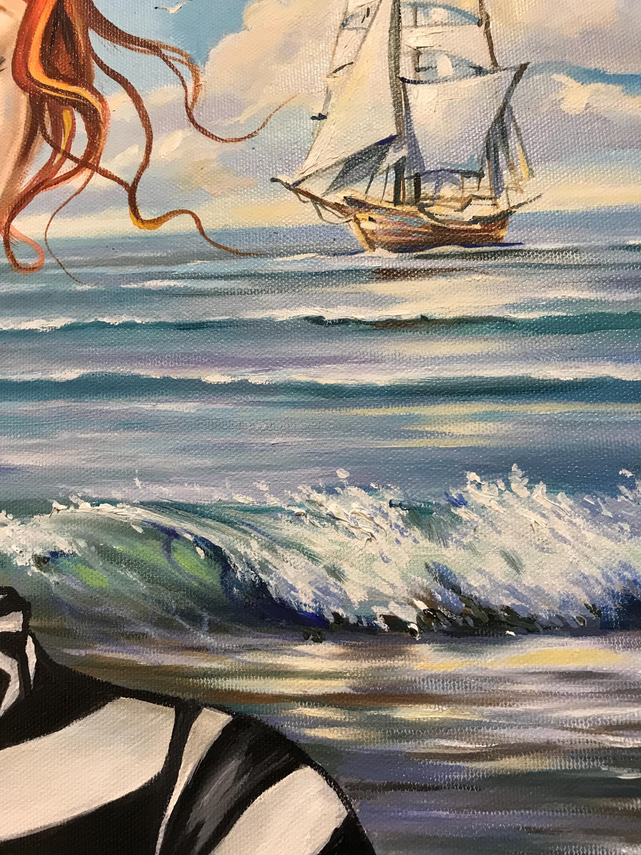 キャンバスに描かれたシュールな絵画のオリジナルアート、シュール