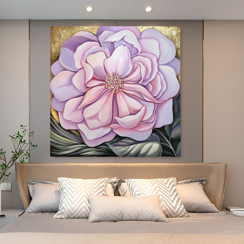 Large Pink Flower Wall Art Original Oil Floral Art Abstract Etsy