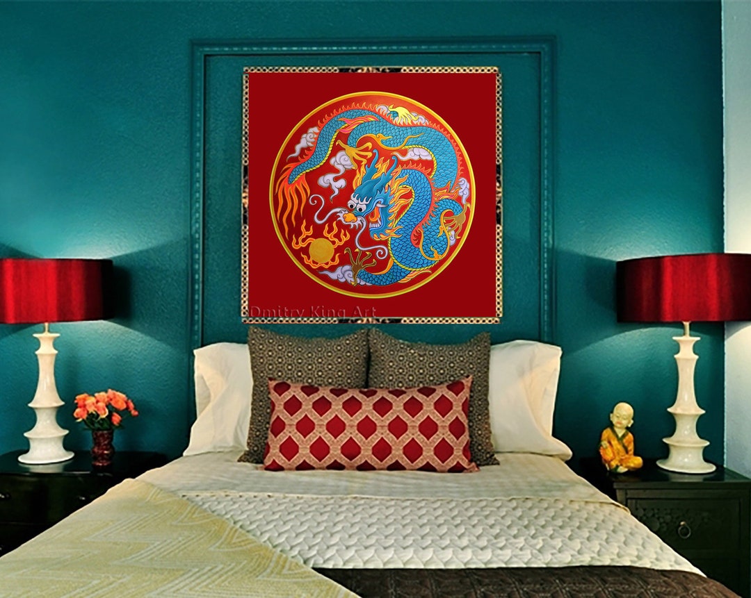 Dragon Wall Art Dragon Canvas Art Chinese Dragon Wall Decor Etsy