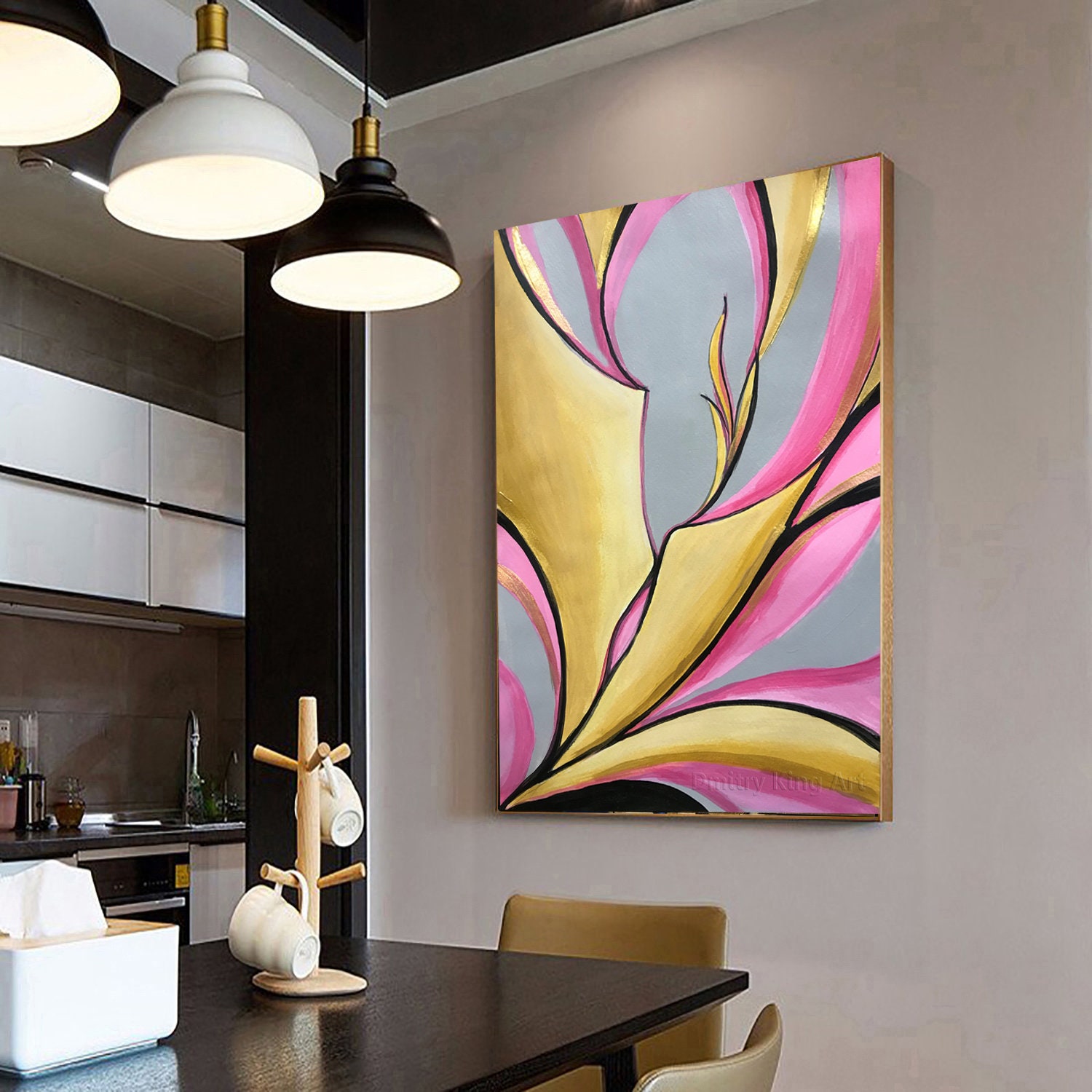 Gold Leaf Art Abstract Painting Original Artwork Modern Painting Home