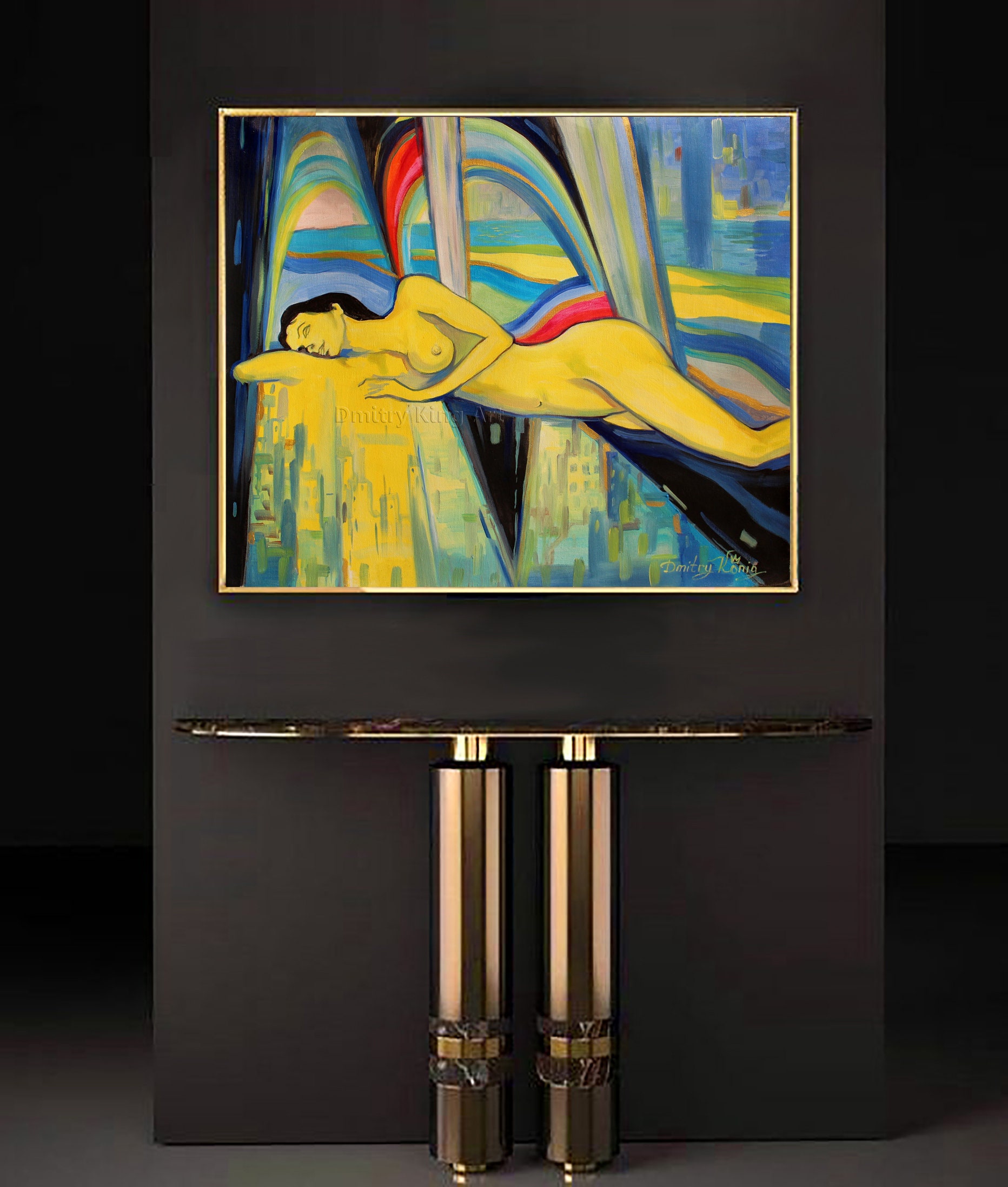 Original Oil Painting Nude Woman Body Art, Original Abstract Sexy Nude Woman Art Figure Painting