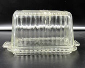 Vintage Anchor Hocking Glass Ribbed Refrigerator 1 Pound Butter Cheese Dish (sr15 748)