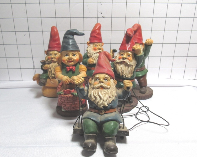 Set of 6 Resin Garden Gnomes Figurines