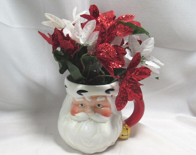 Vtg Ceramic Santa Head Mug Table Centerpiece - 1980's