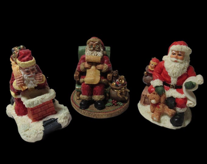 Vtg Set of 3 Resin Santas Set 1 (bx 5)