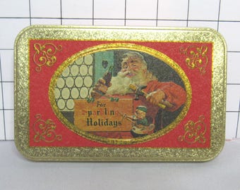 Vtg 1998 Coca Cola Christmas Tin w/ 2 Decks of Playing Cards 6.25" x 4"