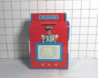 Vtg 1960's Mailbox Tin Coin Bank
