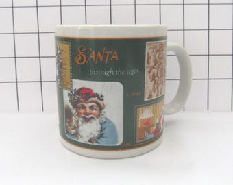 Vtg 1980's Avon Gallery Originals Santa Through The Ages Ceramic Christmas Coffee Mug