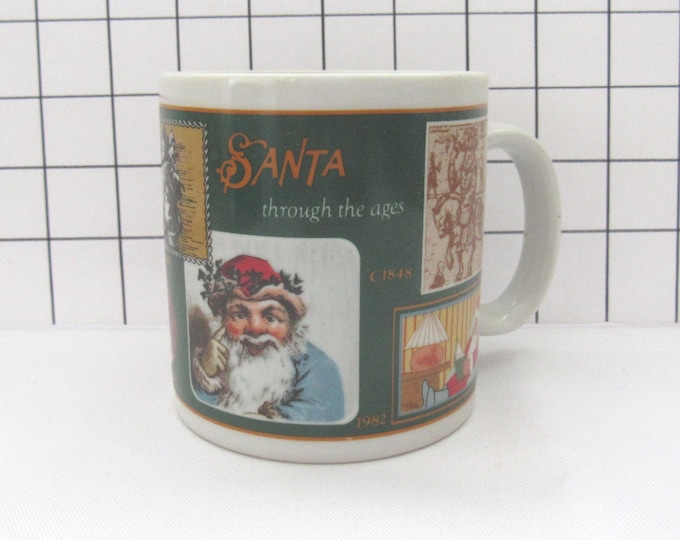 Vtg 1980's Avon Gallery Originals Santa Through The Ages Ceramic Christmas Coffee Mug