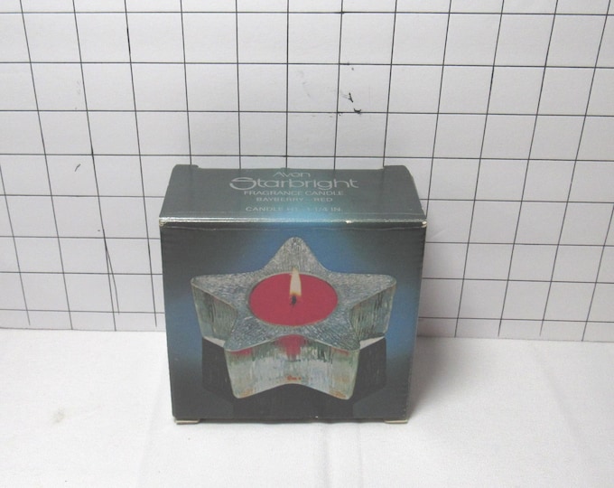 Avon Starbright Star shaped Candleholder w/ Bayberry Scented Candle NIB (h)