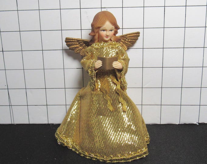 Vtg 1990's Plastic Head/Wings Angel Christmas Tree Topper 6.25" (s9)