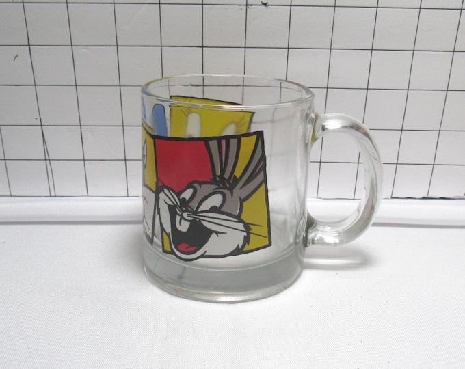 Vtg Warner Bros. Looney Tunes Glass Coffee Mug (H)