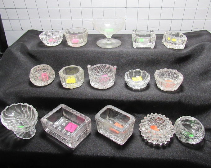 Choice of Vtg Glass Open Salt Cellar Salt Dip (OS#2)