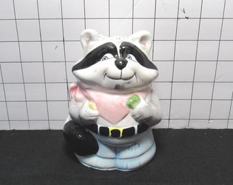 VTG 1990's Ceramic Raccoon Coin Bank