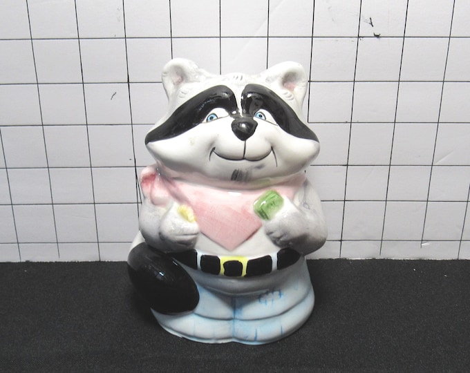 VTG 1990's Ceramic Raccoon Coin Bank
