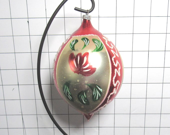 VTG Blown Mercury Glass Teardrop Christmas Ornament 6" (s6)