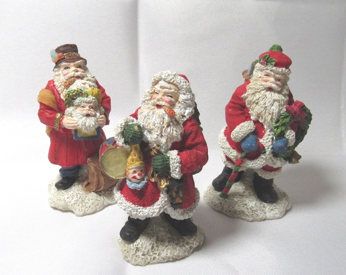 Vtg Set of 3 Resin Santas - Set 2 (Bx 5)