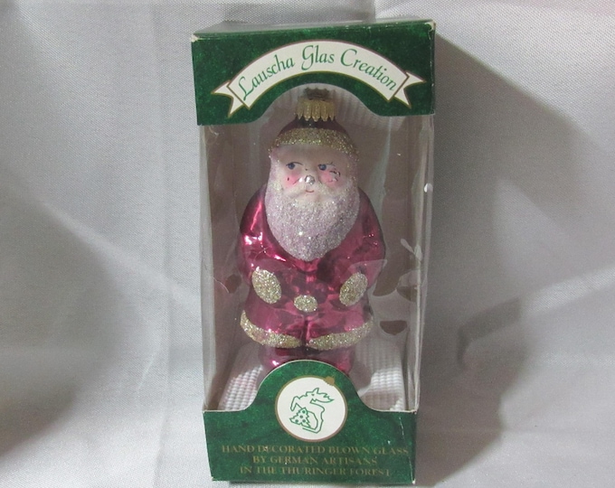 VTG Krebs Lauscha Blown Glass Santa Claus Pink - Germany 5" (S24)