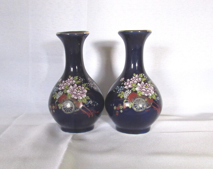 Pair of Cobalt Blue Kutani Bud Vases (Shop)