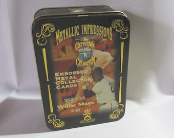 VTG Avon Baseball Embossed Metal Collector Cards in Decorative Tins - Willie Mays (Bx 5)