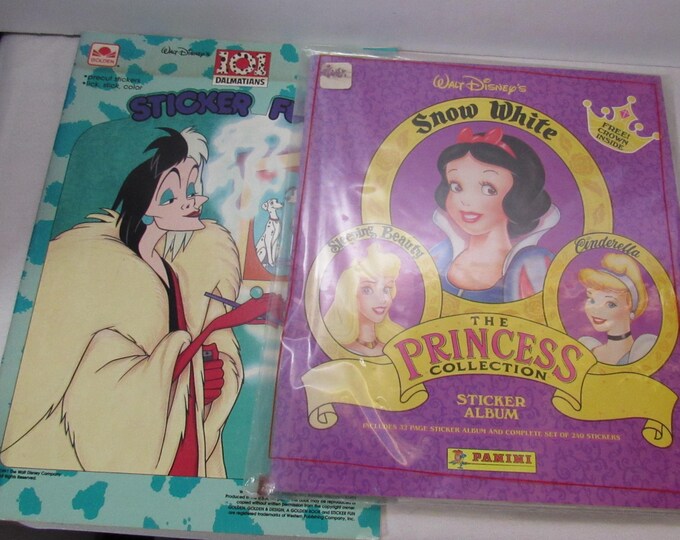 Vintage Disney Sticker Fun Books The Princess Collection/101 Dalmations