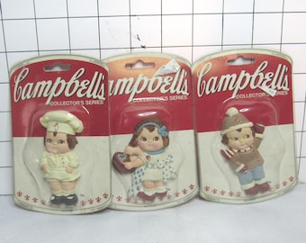 Set of 3 Campbell's Collector Series Souper Kids Flatback Resin Pieces for Crafting  (bx 9)