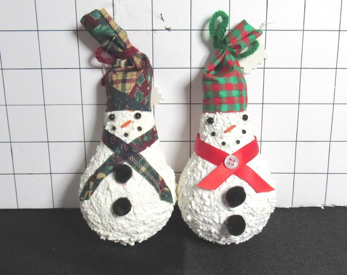 2 Handmade Lightbulb Snowmen Christmas Ornaments  (s11)