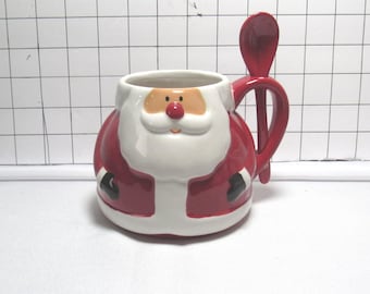 Avon Christmas Cheer Santa Mug with Spoon 2012