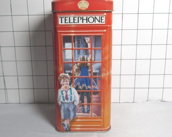 Churchill's Toffee Candy Phone Booth Kiosk Tin Coin Bank - Empty