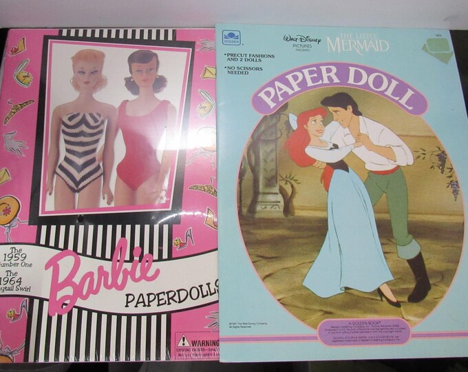 Barbie and Little Mermaid Vintage/New Paper Doll Books