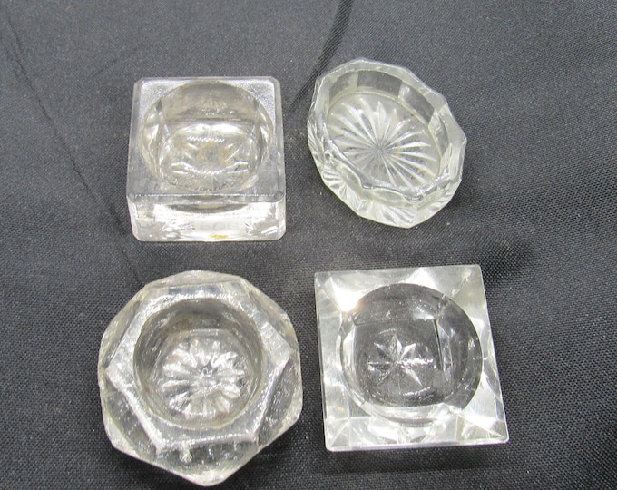 4 Vtg Assorted Shaped Glass Open Salt Cellars (#150)