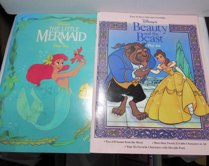 Vintage Disney Beauty and The Beast/Little Mermaid Play Set Books